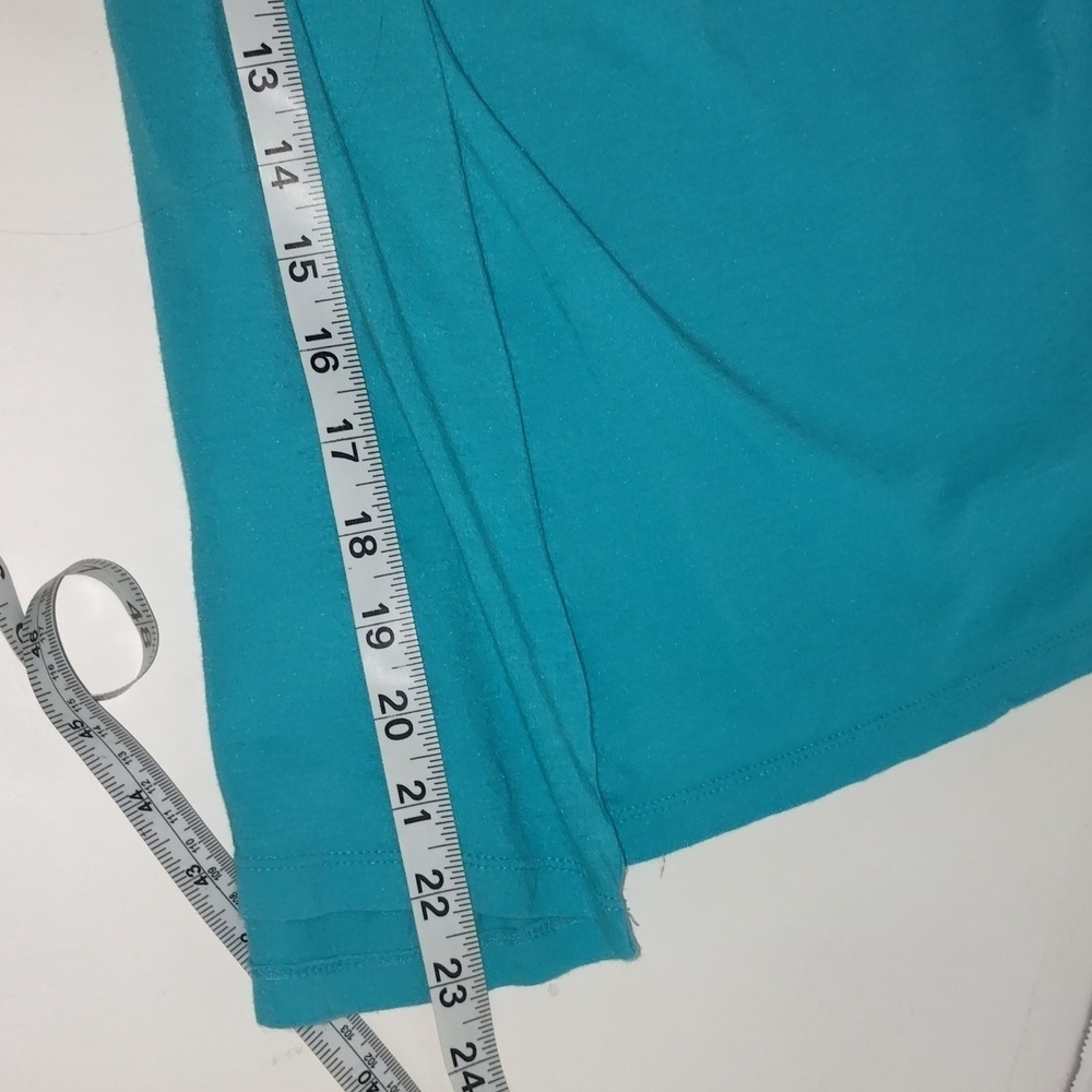 Talbots Blue Turquoise Large Shirt With Ruffle Neck - Picture 9 of 9